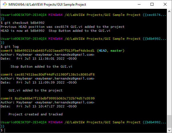 Git checkout to the latest commit in a LabVIEW project