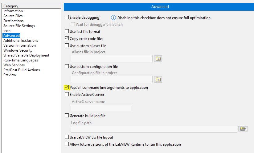 Pass Arguments to a LabVIEW-built Executable - NI Community